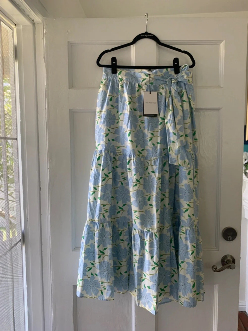 NWT Who What Wear x Target Romantic Tiered Maxi Wrap Skirt Blue Cream Floral XL - Picture 4 of 9